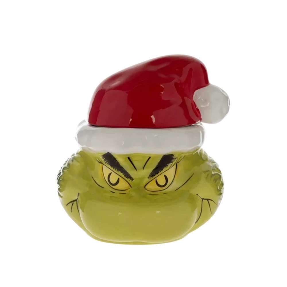 Grinch Head Christmas Ceramic Cookie Jar - NWT